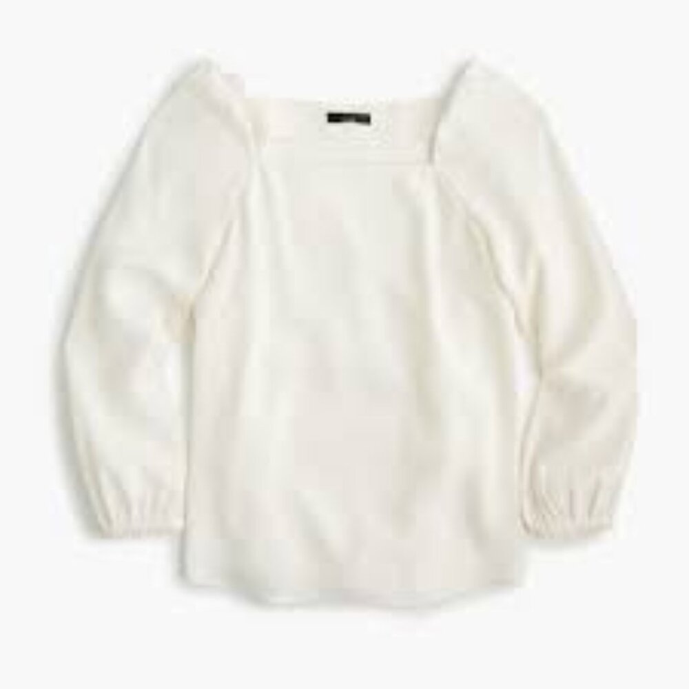 J.Crew Square-Neck Long-Sleeve Top in 365 Crepe – Size 14 - MF0011
